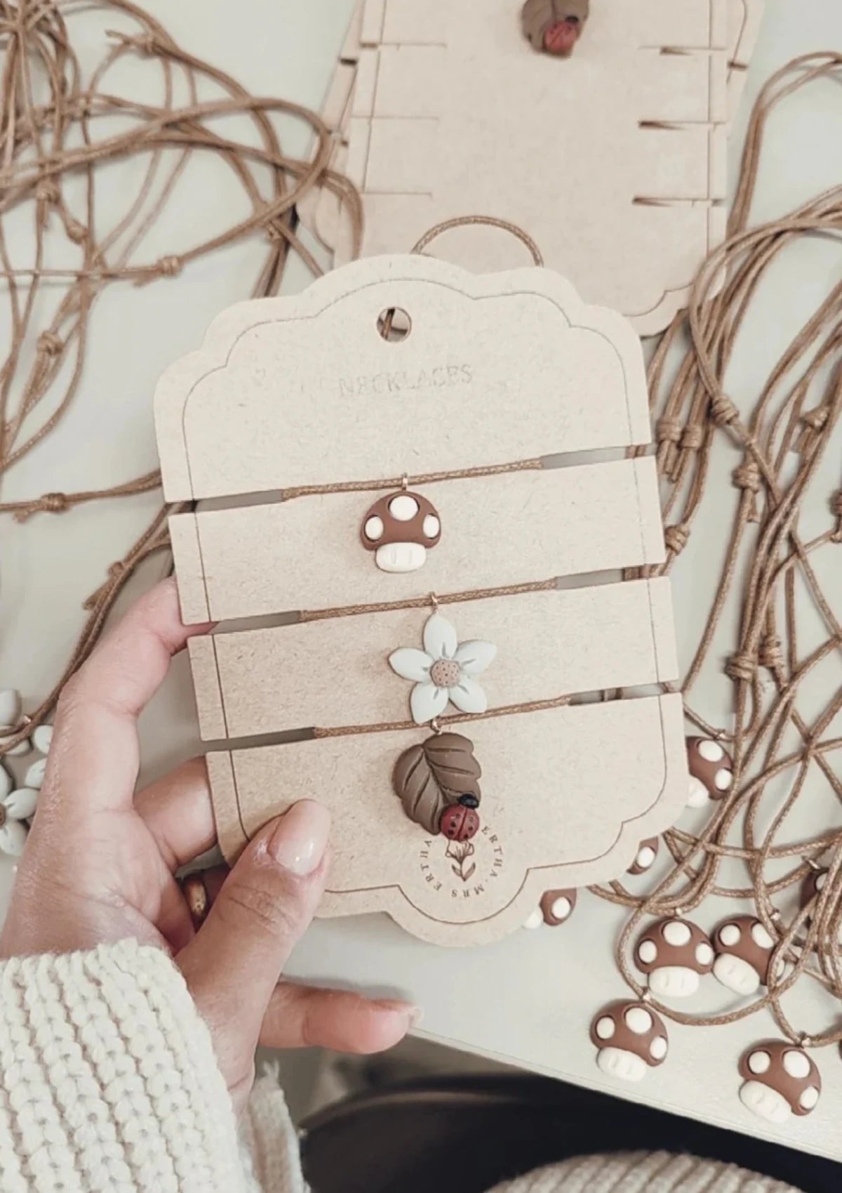 Pack of 3 Necklaces - Mushroom + Flower + Leaf - Mrs Ertha