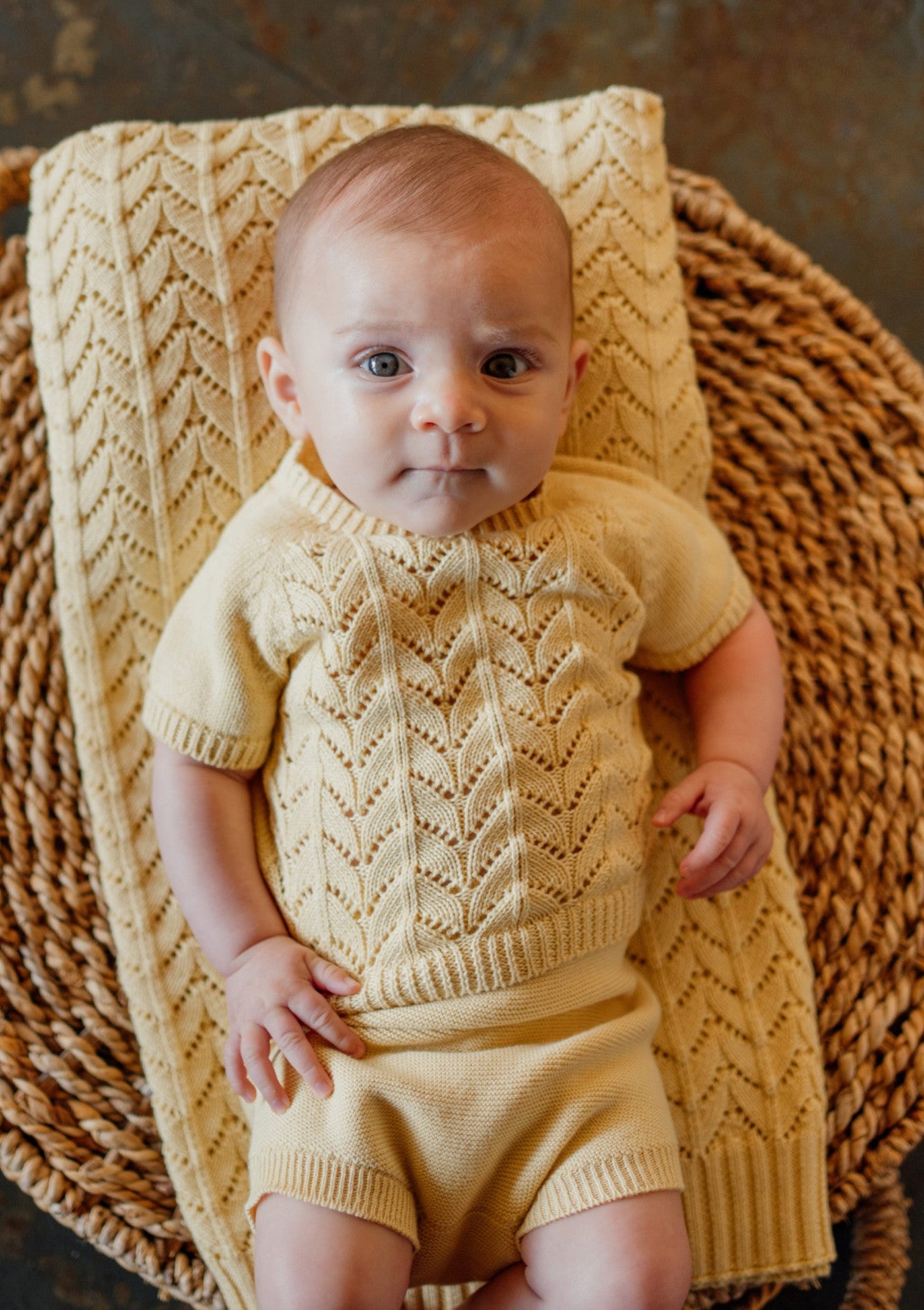 Short sleeve organic cotton knit sweater | SUMMER IN THE VILLAGE - WEDOBLE