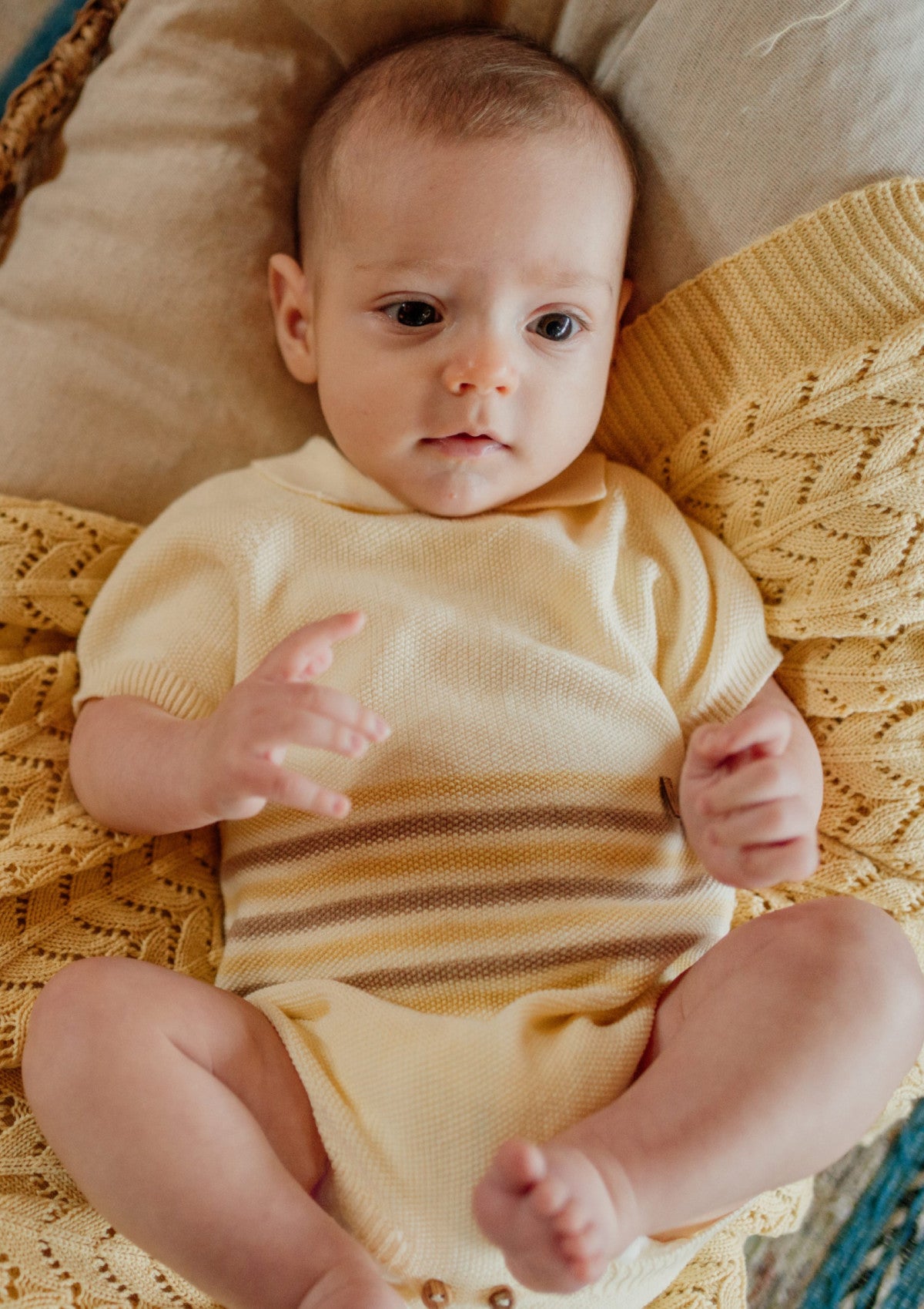 Short-sleeved polo shortie knitted in cotton | SUMMER IN THE VILLAGE - WEDOBLE