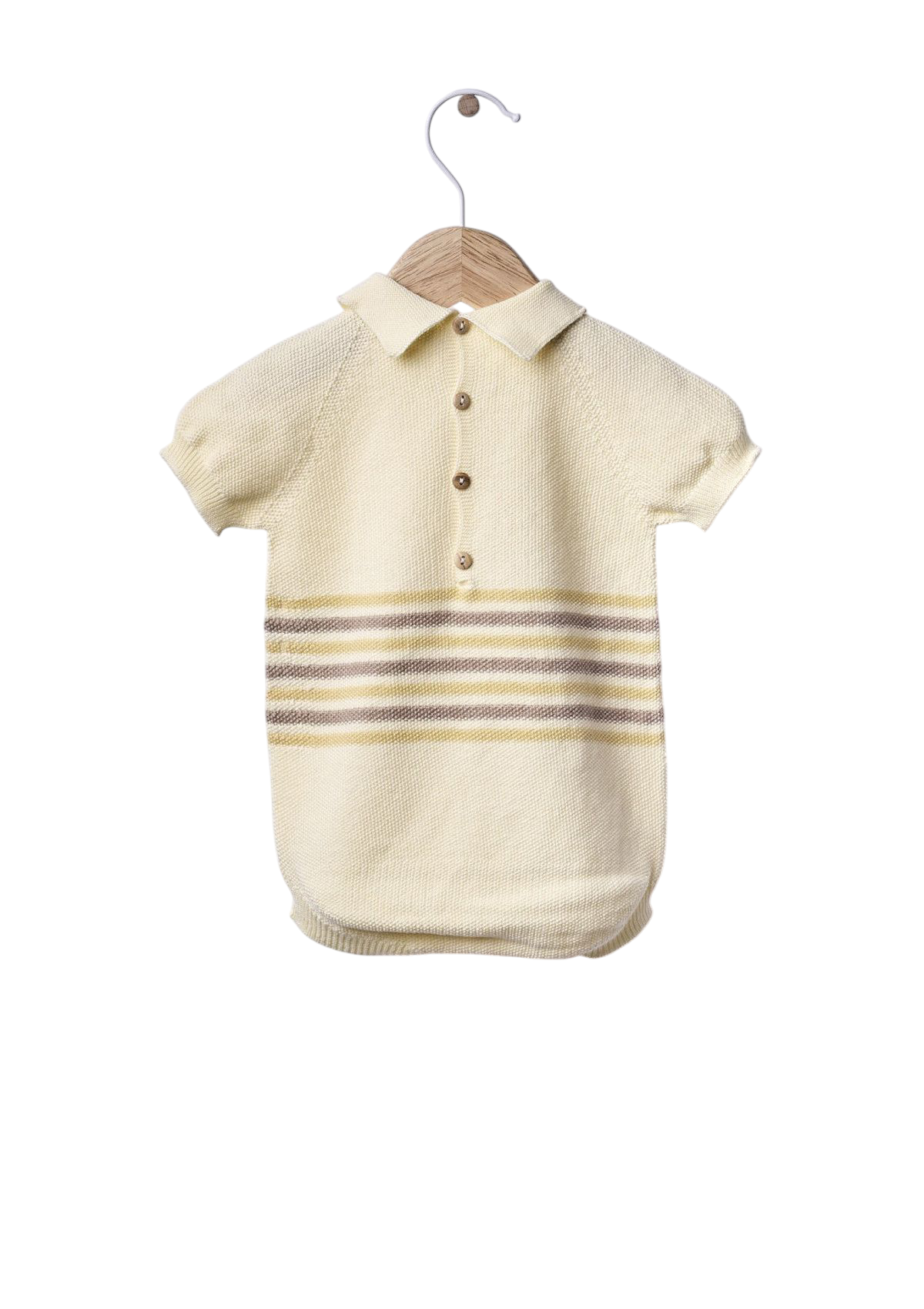 Short-sleeved polo shortie knitted in cotton | SUMMER IN THE VILLAGE - WEDOBLE