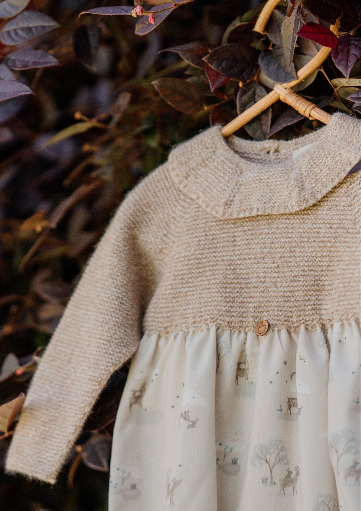 Long-sleeve dress with forest animals | BUNNY AND FRIENDS - WEDOBLE