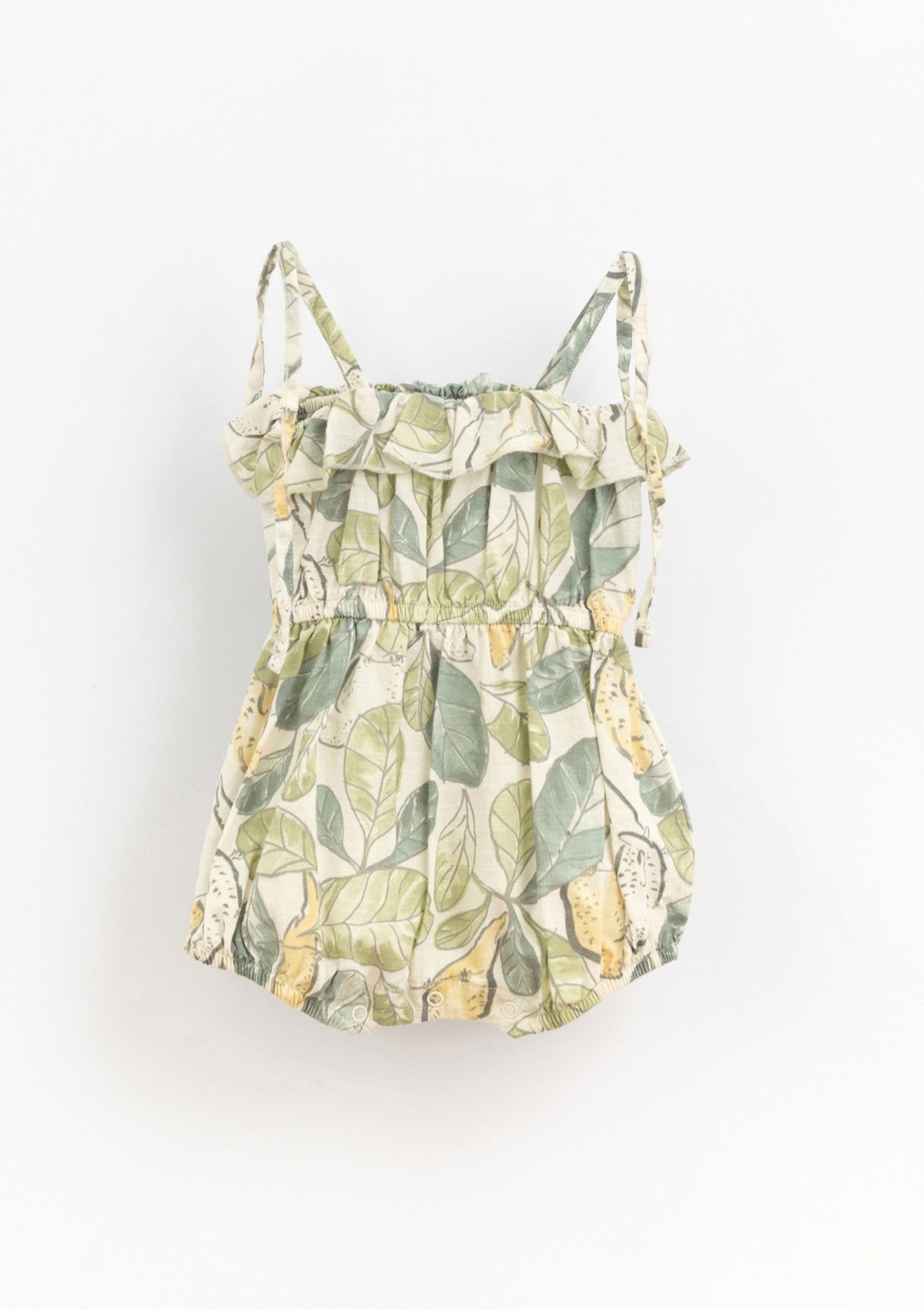 Fabric jumpsuit with parakeet print | Basketry - PLAYUP