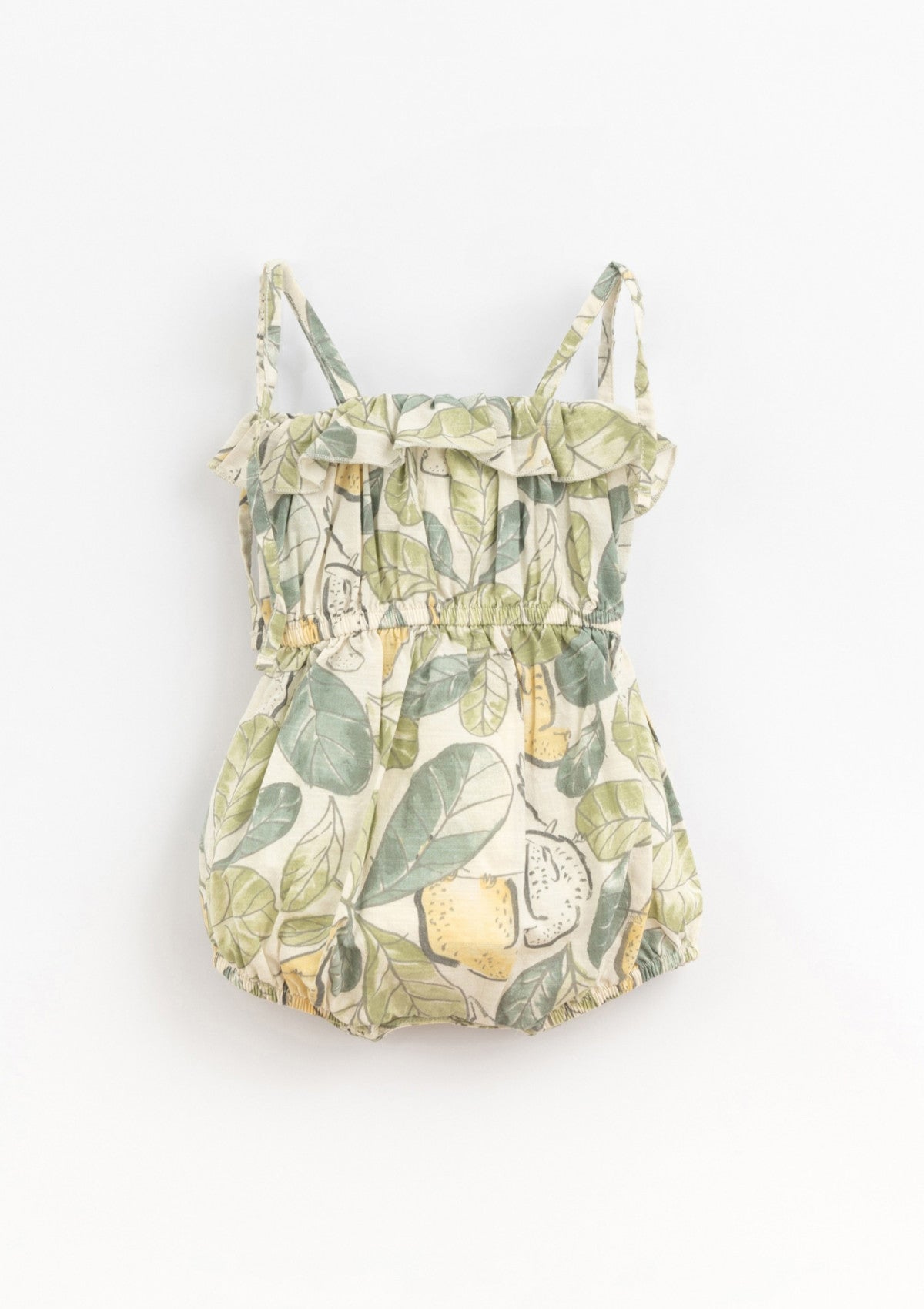 Fabric jumpsuit with parakeet print | Basketry - PLAYUP