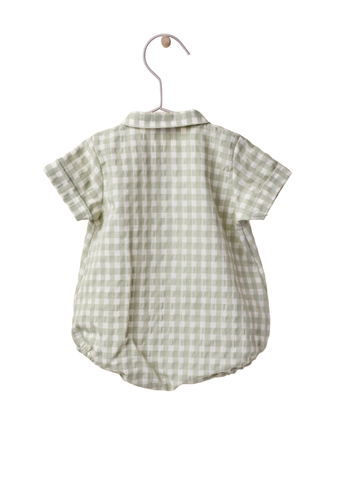 Short sleeved bodysuit in vichy plaid fabric | A GARDEN IN THE FOREST - WEDOBLE