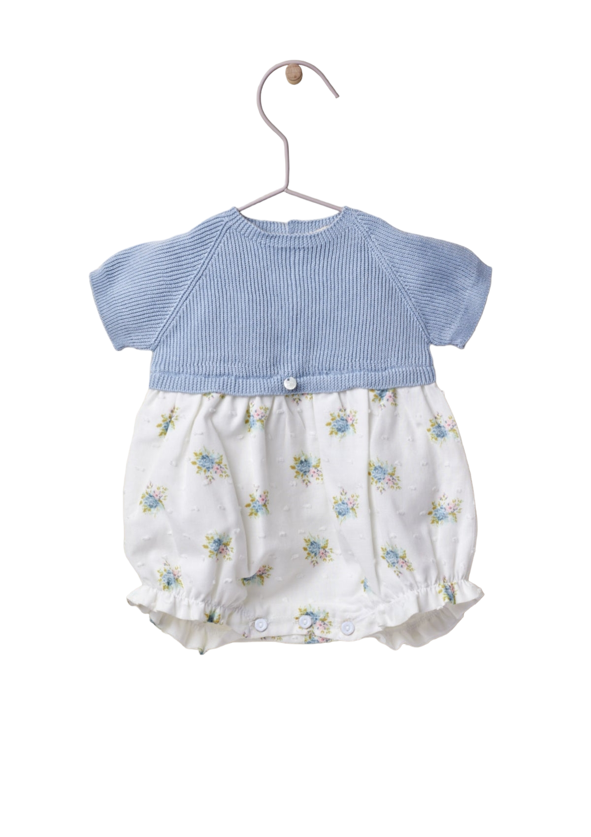 Short sleeved shortie knitted with flower print LITTLE LOVE WEDOBLE