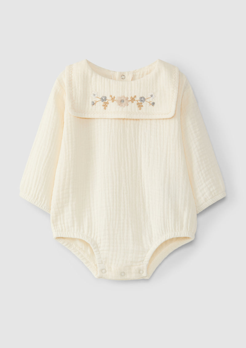 Bodysuit with wool yarn embroidery - SNUG