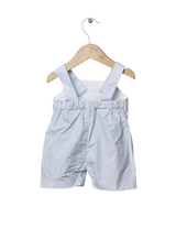 Short dungarees with soft blue and white stripes | LITTLE LOVE - WEDOBLE