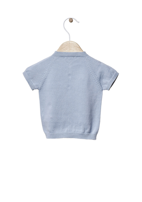 Short-sleeved sweater knitted in cotton | LITTLE LOVE - WEDOBLE