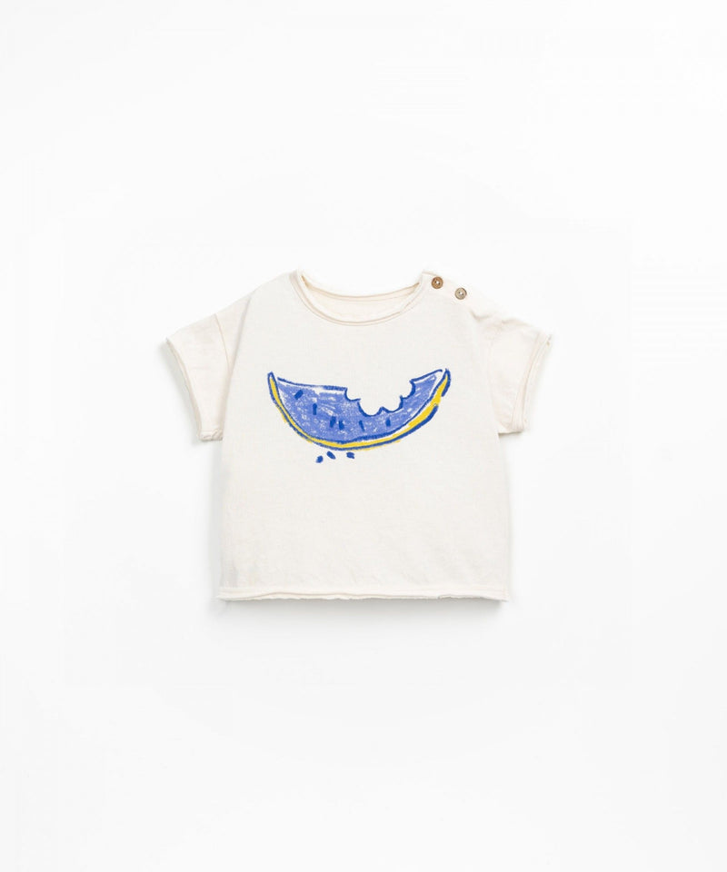 T-shirt in organic and recycled cotton with watermelon print - PLAYUP