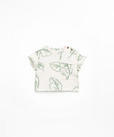 T-shirt in organic and recycled cotton with leaf print - PLAYUP