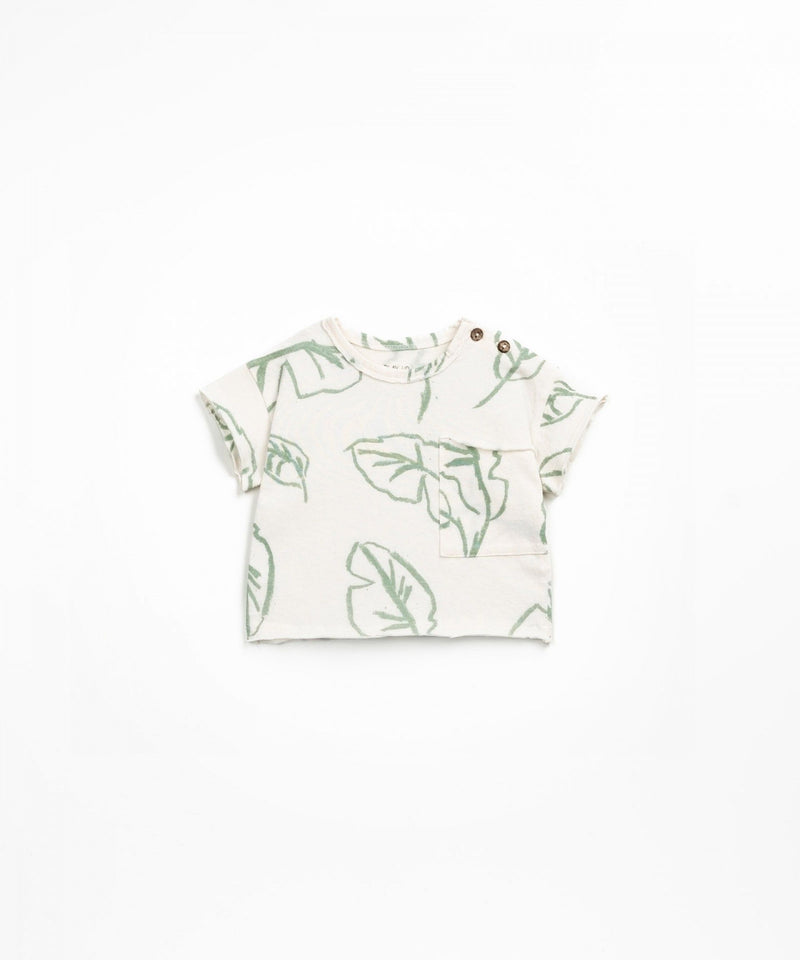 T-shirt in organic and recycled cotton with leaf print - PLAYUP