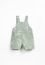 Short twill jumpsuit with tropical leaf print - PLAYUP