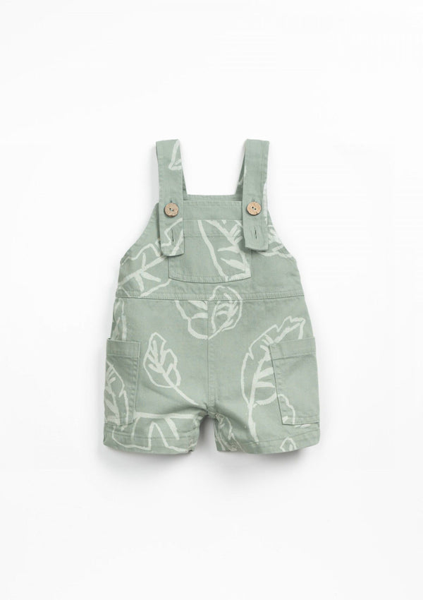 Short twill jumpsuit with tropical leaf print - PLAYUP