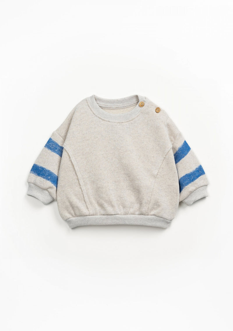 Sweatshirt with coconut buttons and striped cotton with recycled fibers - playup