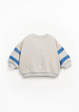 Sweatshirt with coconut buttons and striped cotton with recycled fibers - playup