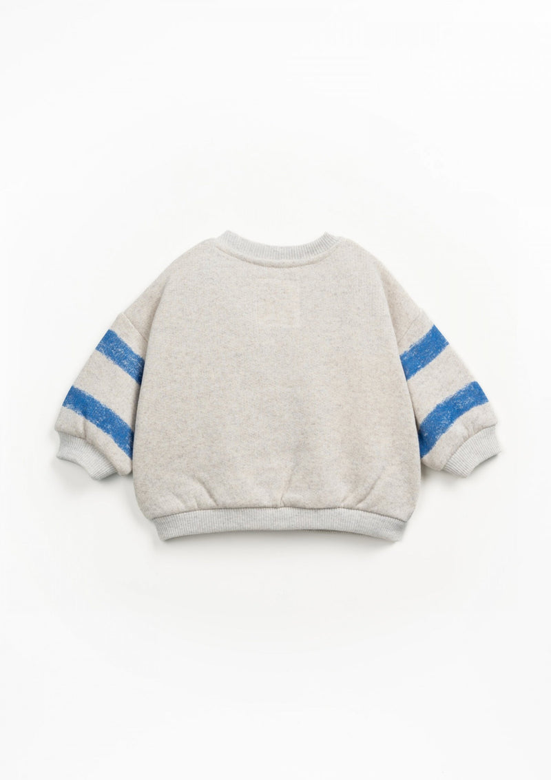 Sweatshirt with coconut buttons and striped cotton with recycled fibers - playup