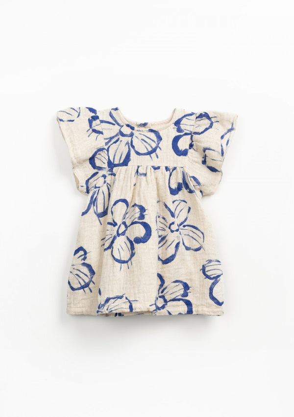 Cotton and linen dress with floral print - PLAYUP