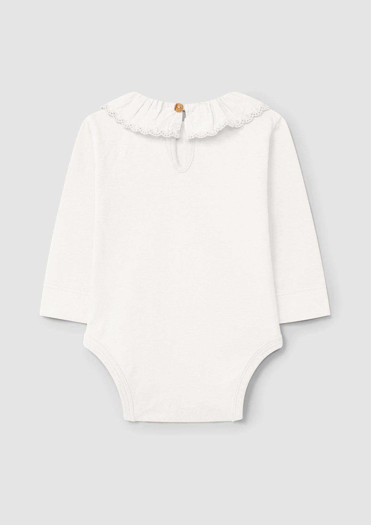 Bodysuit with embroidered ruffle collar in organic cotton - SNUG