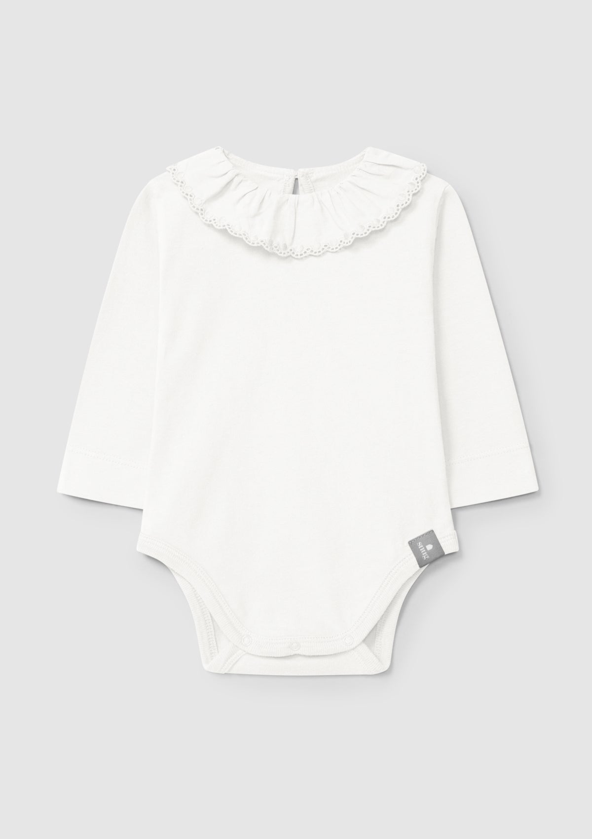 Bodysuit with embroidered ruffle collar in organic cotton - SNUG