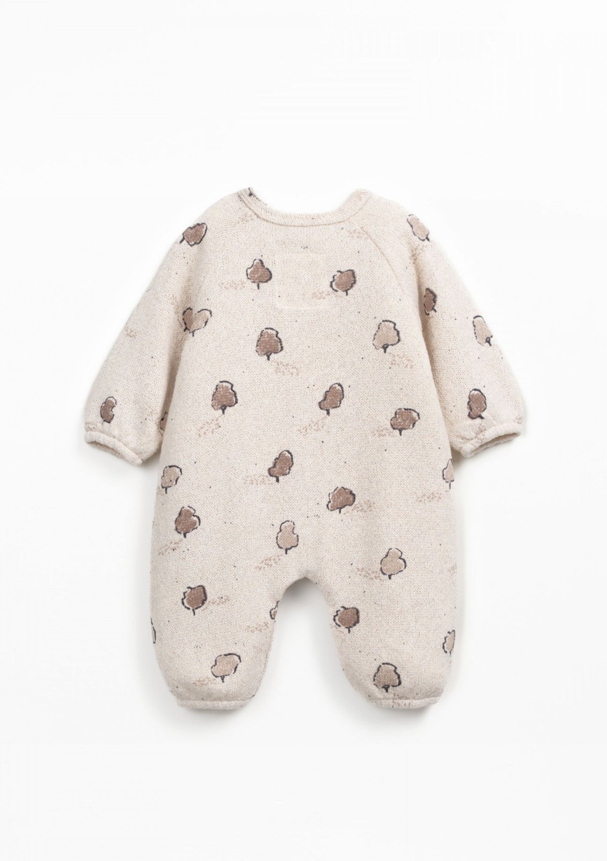 Knitted jumpsuit with front opening and tree print - PLAYUP
