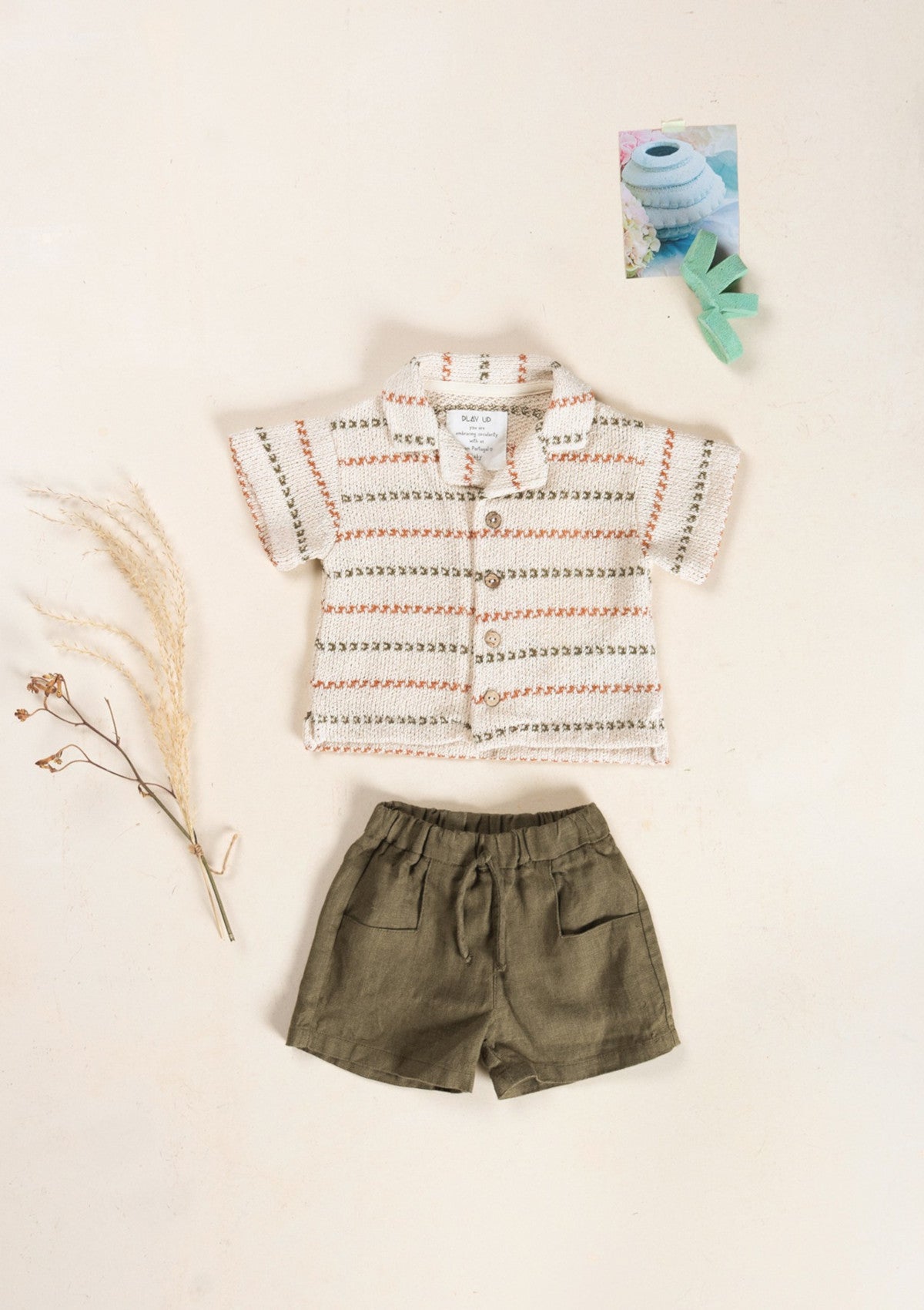 Calção com cinto elástico e cordão decorativo - PLAYUP