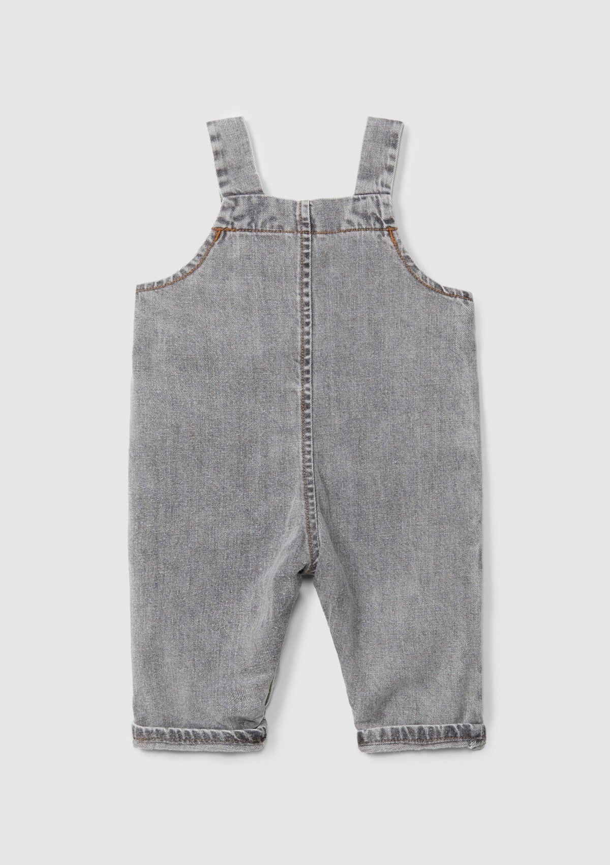 Jardineiras em denim de algodão orgânico com detalhe de bordado - SNUG