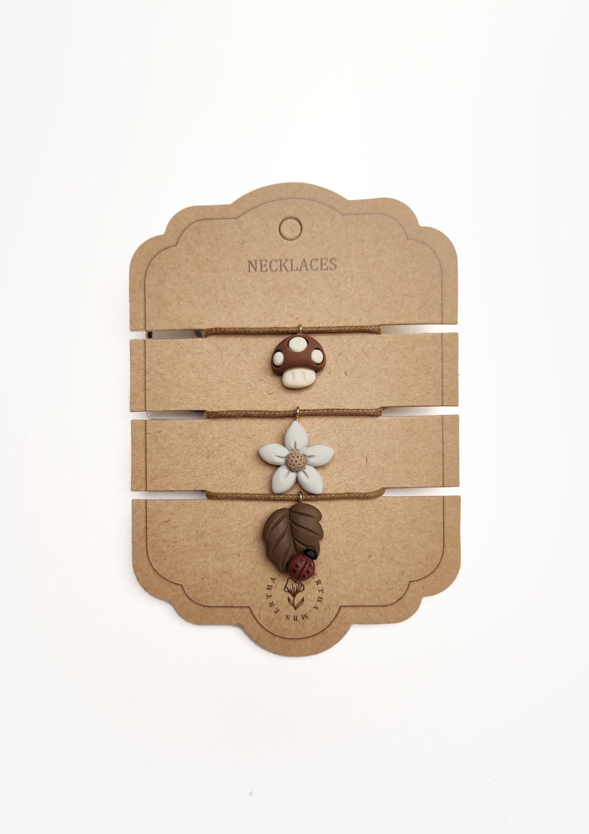 Pack of 3 Necklaces - Mushroom + Flower + Leaf - Mrs Ertha