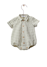 Short sleeved bodysuit in vichy plaid fabric | A GARDEN IN THE FOREST - WEDOBLE