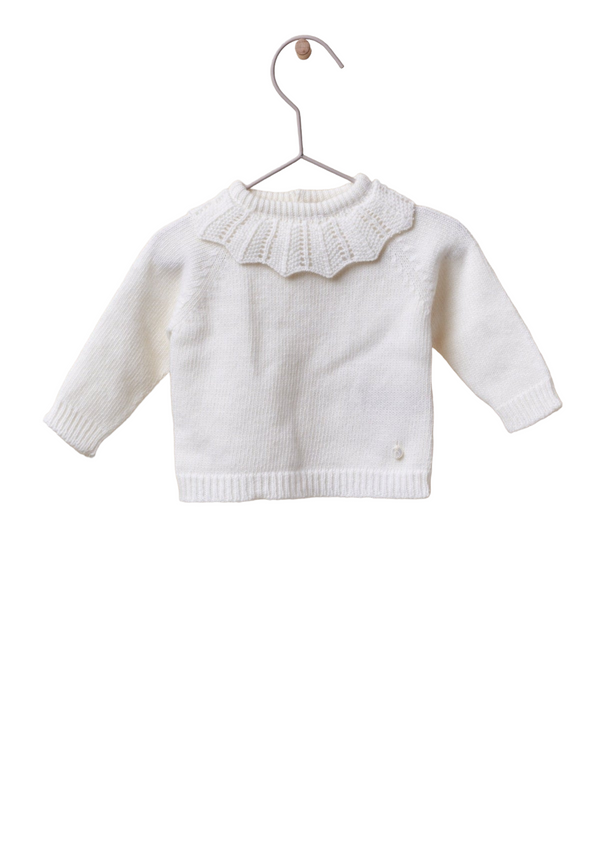 Knitted long-sleeved sweater with frill collar | MAGIC TALES - WEDOBLE