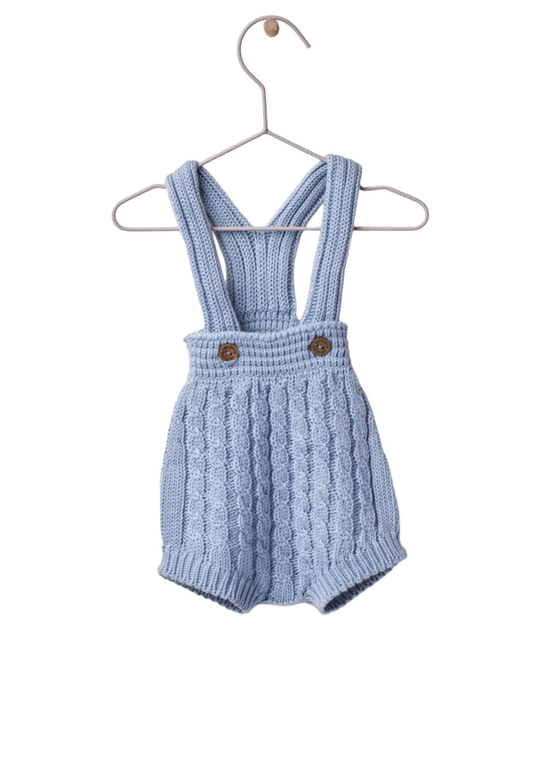 Shoulder straps shortie knitted in cotton with coconut buttons opening | LITTLE LOVE - WEDOBLE