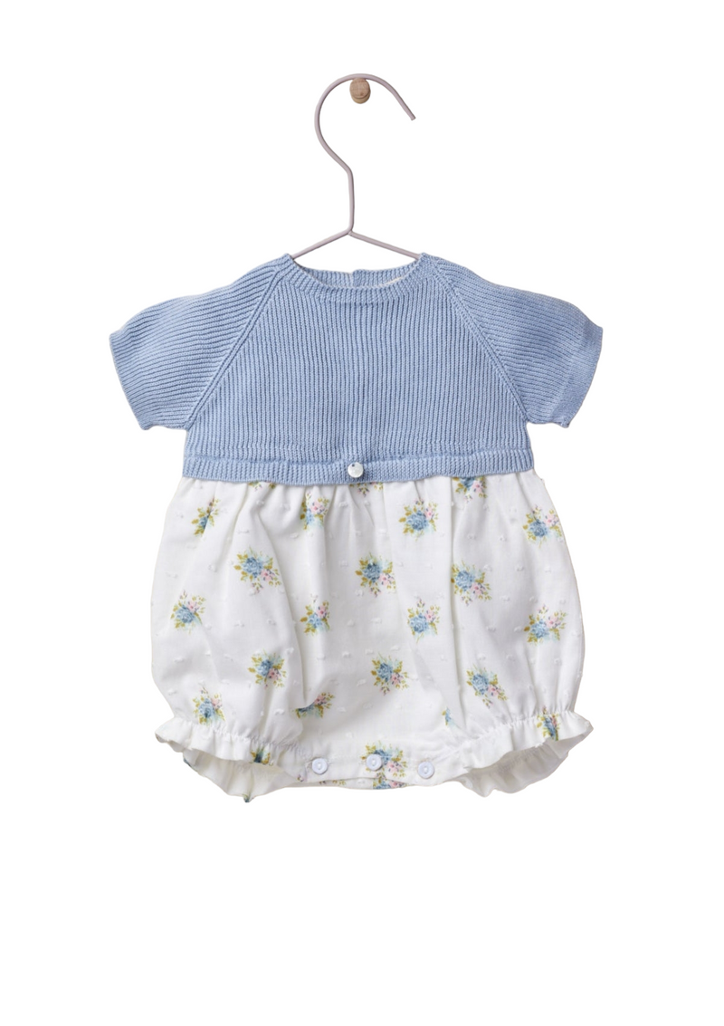 Short sleeved shortie knitted with flower print | LITTLE LOVE - WEDOBLE