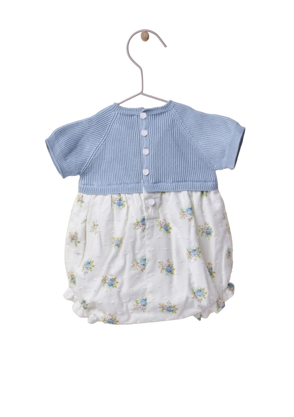 Short sleeved shortie knitted with flower print | LITTLE LOVE - WEDOBLE