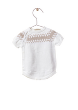 Short sleeved shortie knitted in organic cotton | LOVE - WEDOBLE