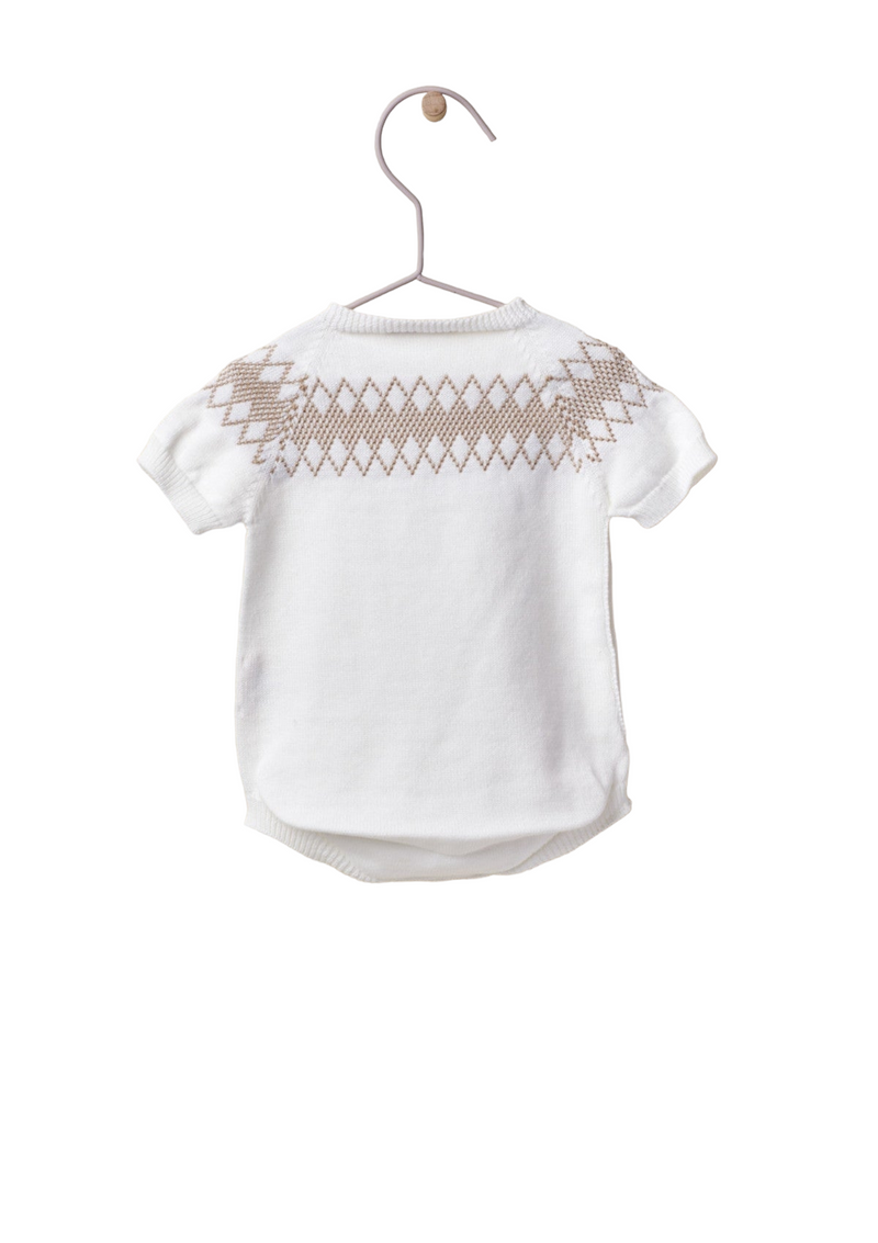 Short sleeved shortie knitted in organic cotton | LOVE - WEDOBLE