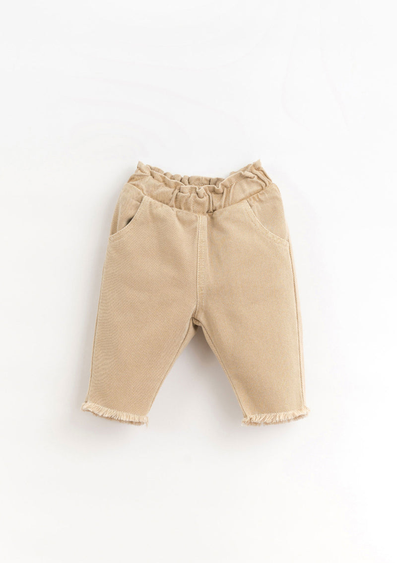 Serge trousers with frayed detail | Organic Care - PLAYUP