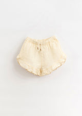 Linen shorts with elastic waist and decorative drawstring | Organic Care - PLAYUP