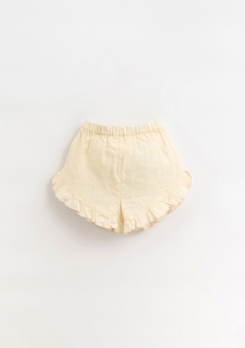 Linen shorts with elastic waist and decorative drawstring | Organic Care - PLAYUP