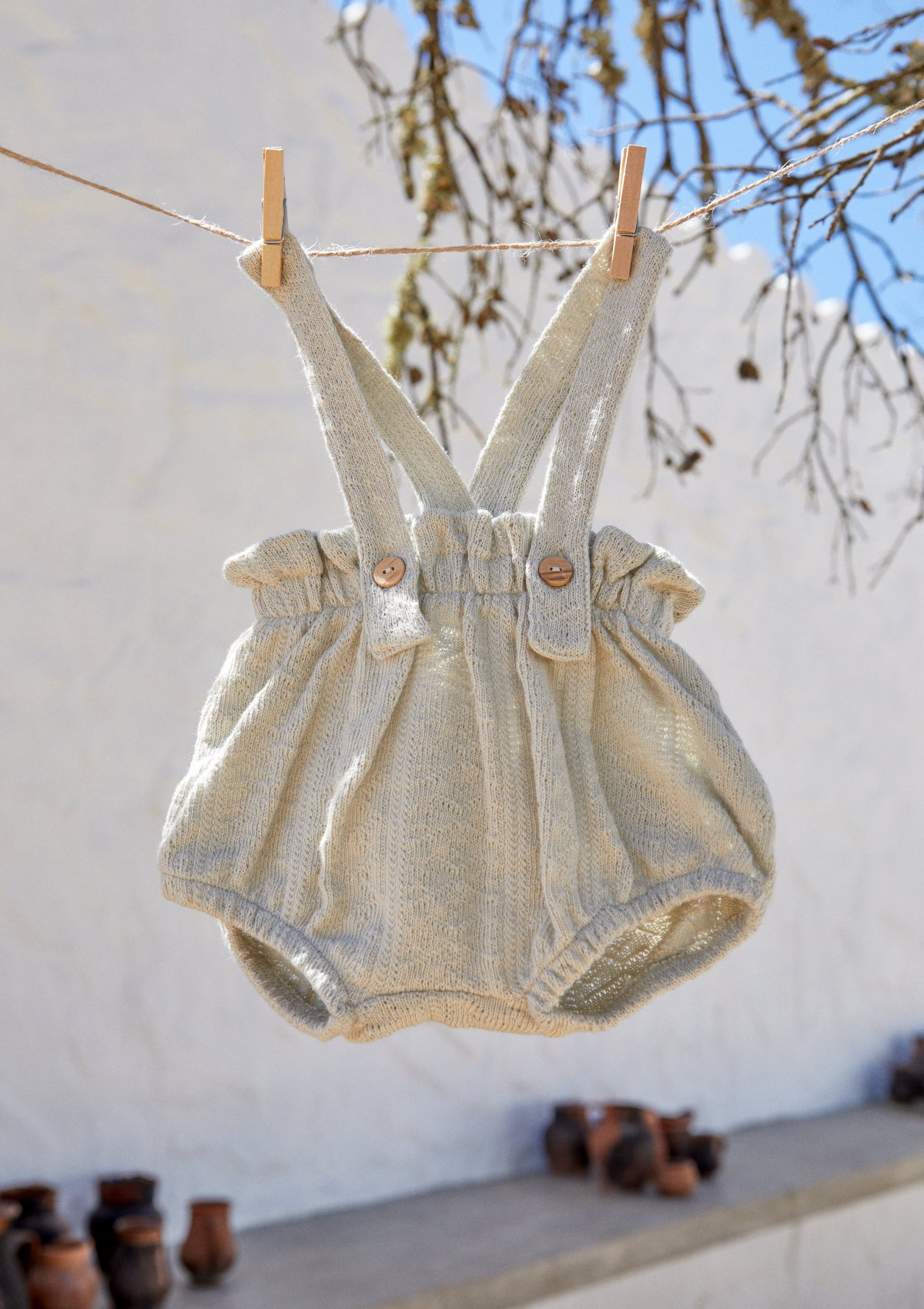 Jumpsuit with straps and wooden buttons | Basketry - PLAYUP